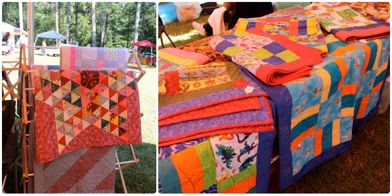 A collection of quilts made by guild members